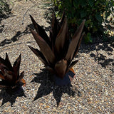 Handmade Rusted Metal Flame Agave Sculpture – Garden Art for Patio or Yard Decor (Large (19"))