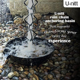U-nitt Rain Chain Water Collection for Gutters Rainwater Catcher & Diverter, 8.5 FT Chains for Outside Garden, Black Diamond Link, Roof Downspout, Works with Heavy Rain, w/ Gutter Clip for Rainchains