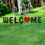 Aecipl Metal Letters Garden Stakes Yard Art Word Sign Lawn Decoration Indoor Outdoor Plant Pot Decor Decorative Stick for Patio Pathway Flower Bed (Welcome)