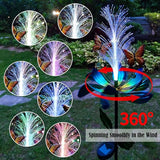 Solar Garden Wind Spinner, Blue Metal Lotus Flower with LED Lights, Butterfly Decorative Stake for Yard, Patio, Lawn
