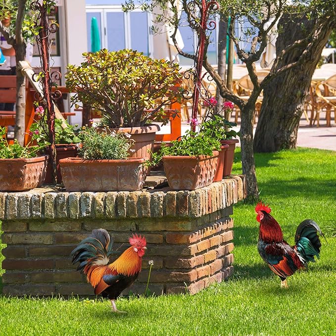 Soaoo 5 Pcs Acrylic Rooster Yard Decorations Outdoor Garden Chicken Statues Rooster Garden Decor Chicken Party Decorations for Outdoor Lawn