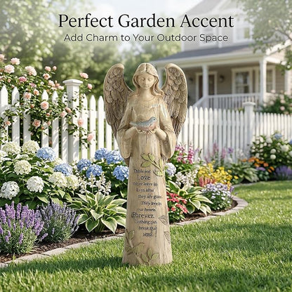Angel Figurine Garden Angel Statues with Bird Statuary Decoration for Home, Yard & Patio