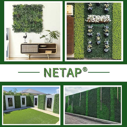 NETAP Grass Wall Panels Backdrop,10"x 10"(24Pcs) Artificial Faux Boxwood Panels for Outdoor Indoor Green Wall Decor,Party Wedding Backyard Fence Decorations
