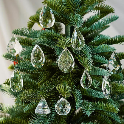 H&D Pack of 12 Clear Crystal Chandelier Lamp Lighting Drops Pendants Balls Prisms Hanging Glass Prisms Parts Suncatcher Home/House Decor