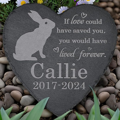 Rabbit Memorial Stone - Rabbit Memorial Gifts - Pet Loss Gift - Loss of Rabbit - Heart