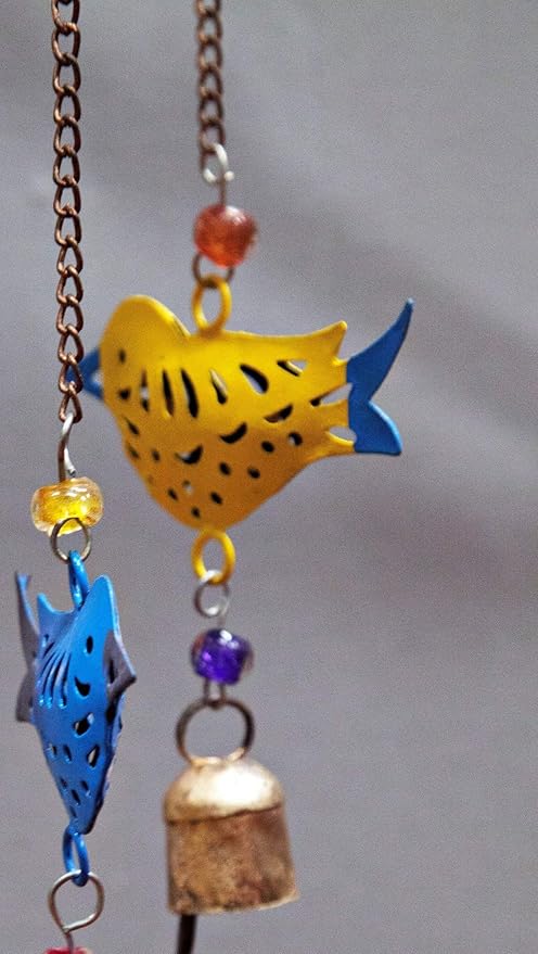 Beautiful Large Wind Chimes Outdoor Sound Rich Relaxing Tones - Carousel with Tin Bells and Beads - Music to Your Ears (6 x 15 inches, Red Green Blue Birds)