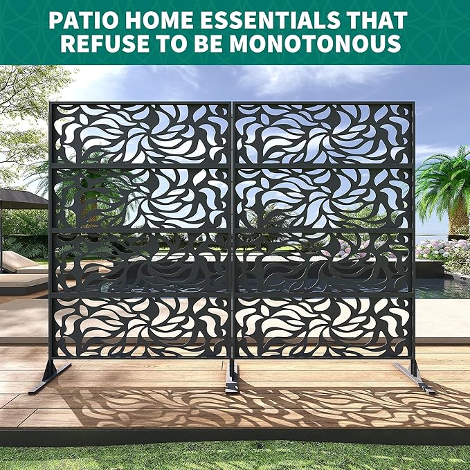 GarveeLife Decorative Metal Garden Fence Panels, Black Outdoor Scroll Design Border for Yard, Flower Bed, Patio & Pool, Rust-Proof & Easy Snap-Together Installation, Flower