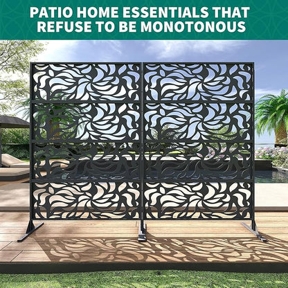 GarveeLife Decorative Metal Garden Fence Panels, Black Outdoor Scroll Design Border for Yard, Flower Bed, Patio & Pool, Rust-Proof & Easy Snap-Together Installation, Flower