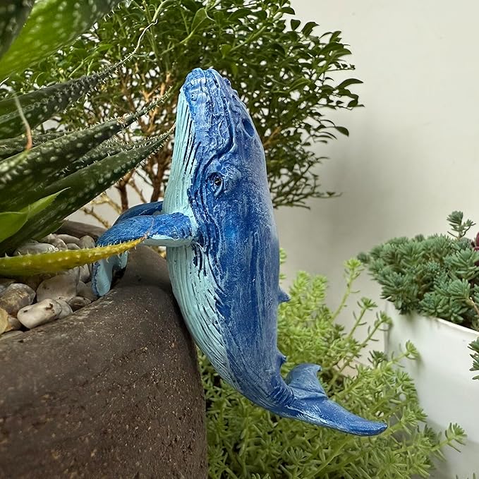 Whale Figure Plant Pot Hanger, Turtle Flower Pot Hugger, Resin Tortoise Statue, Funny Pot Huggers for Planters, Cute Climbing Tortoise Flower Pot Hugger, Garden Fence Balcony Patio Yard (WHALE)