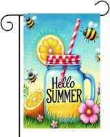 HOMETITUTE Hello Summer Garden Flag Mason Jar Flag 12x18 inch Double Sided Beach Seasonal Flags Yard Outdoor Lawn Decor Rustic Nautical Seasonal Farmhouse Decorations