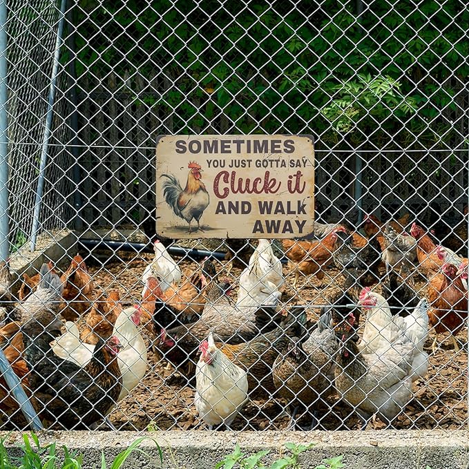 Funny Tin Signs Chicken Coop Decor Outdoor Vintage Rooster Gifts Yard-signs Decorative Signage For Farm and Garden 8×12 inches (L)