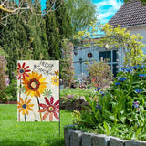 Summer Flowers Garden Flag 12x18 Inch Double Sided,Hello Sunshine Sunflower Daisy Small Yard Flags for Outdoor,Seasonal Decoration for Spring Farmhouse Holiday Outside