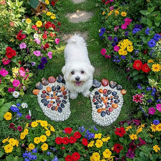 Outdoor Stepping Stone - Courtyard Entrance Paving Stone - Garden Sidewalk Decoration Stone Simulation Pebble (2-Piece Set) # B Small Size