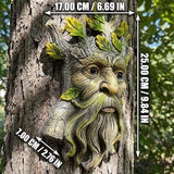 9.8" Whimsical Tree Face Sculpture, Garden Peeker Statue, Outdoor Trunk Tree Huggers Art, Landscape Accent Ornament, Hanging Fairy Elve Figurine for Yard Art, Trees Decor Wall Mounted Statues