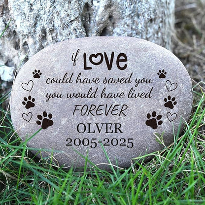 EBONY Personalized Pet Memorial Garden Stones for Dog or Cat Headstone Custom Pet Memorial Stone Customize with Name and Date Message Gift for Loss of Dog & Cat Lover (Standard)