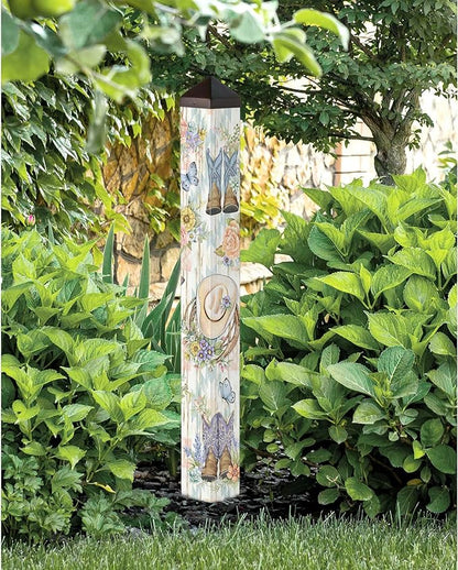 Studio M Art Pole Outdoor Decorative Accessory for Landscaping, Gardens, and Yards, 40 Inches Tall Weather Resistant PVC with Vinyl Wrap, Rosewood Ranch
