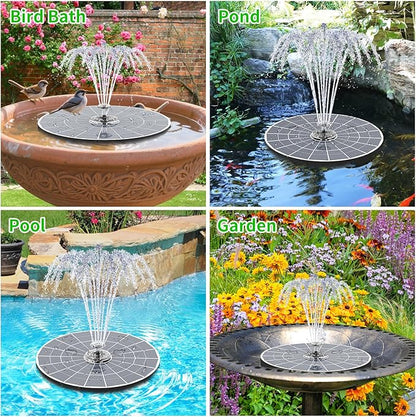 AISITIN 9W Solar Fountain Pump 2026, Solar Water Fountain Kit with 6600mAh Rechargeable Battery & 14 Nozzles & Charging Cable & Remote Control & 11 Colorful LED Lights for Garden Pond Pool Outdoor