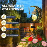 Moon Solar Lights Outdoor Waterproof Metal Fairy Moon Solar Lanterns for Garden, Patio, Yard, Gift for Women, Mom, Family Solar Powered, Durable, Garden Decor Figurine Lights