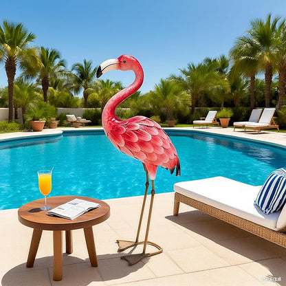 Ratuor Metal Flamingo Yard Decor Garden Statues,Outdoor Pink Flamingo for Backyard Patio Porch Decoration,Valentine's Day,Wedding,Party,Lawn Decorations