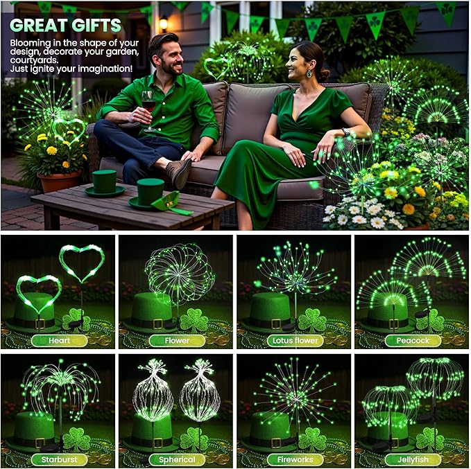 PEVOROS Garden Decor Solar Lights Outdoor,6 Pack 120LED Waterproof Colorful Solar Garden Lights Your Outdoor Decoration,Yard, Patio, Porch,Flower Pot,Pathway,Christmas (Green)