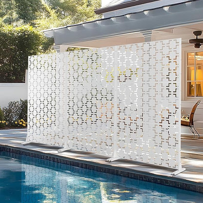 72" H×47" W Metal Privacy Screen Outdoor Privacy Screen Freestanding, Outdoor Privacy Screens and Panels for Patio Lawn Deck(Consists of 3 Panels)