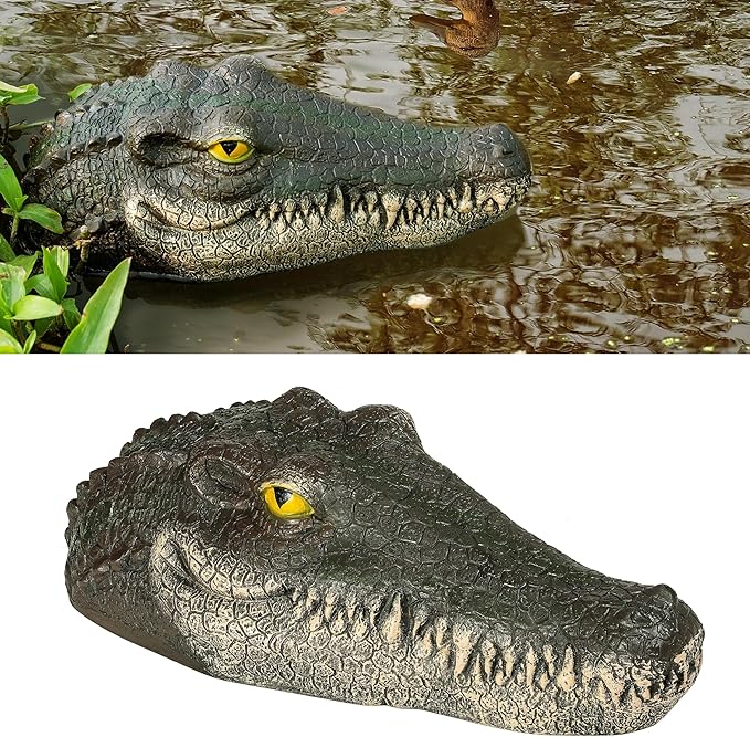 LUEUR Floating Alligator Head Garden Decor for Ponds & Pools – Realistic Crocodile Head Floating Ornament, Decorative Alligator Accent for Outdoor Water Features, Yard & Landscape Decoration