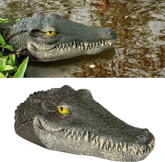 LUEUR Floating Alligator Head Garden Decor for Ponds & Pools – Realistic Crocodile Head Floating Ornament, Decorative Alligator Accent for Outdoor Water Features, Yard & Landscape Decoration