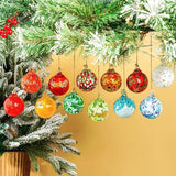 Set of 12 Hand Blown Glass Ball Ornaments Decorative Hanging Ornaments Glass Gazing Balls Witches Balls Decor for Outdoor Patio Garden Window