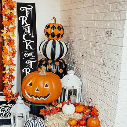 Halloween Porch Sign Decor "Trick or Treat" Wooden Hanging Sign Door Porch Standing Decorative Signs for Front Door Farmhouse Outdoor Indoor Welcome Sign Wall Craft Decor 47.2"H