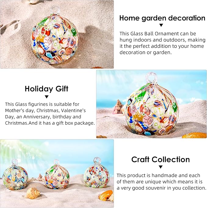 EUSTUMA Hand Blown Glass Witch Ball,Glass Ornament Hanging Garden Gazing Ball Indoor Outdoor Home Décor. (1)