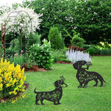 Dachshund Garden Stakes Decorations - 2 Pcs Metal Dog Lover Statues Set Decor for Yard Black Butterfly Gifts Silhouette Lawn Ornaments Outdoor Cute Art Flowers Patio Signs Animals Sculpture