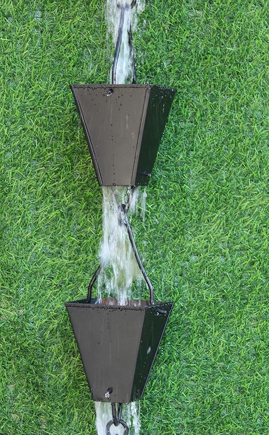 KAM Home Bronze Tapered Square Cups Rain Chain with Installation Kit (Black, 12)