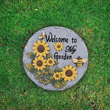 Welcome to My Garden Stepping Stone Outdoor, Butterfly Flower Stone Statue for Garden, Funny Stepping Stone for Yard, Balcony, Patio, Lawn Decorative, Spring in Garden Collection (Daisy)