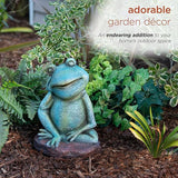 Alpine Corporation ZEN722 15" Thinking Frog Garden Statue – Whimsical Indoor/Outdoor Decorative Figurine, Durable Weather-Resistant, Charming Lawn or Tabletop Décor