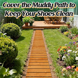 12ft Wooden Garden Pathway - Weather Resistant Carbonized Pine Roll Out Decorative Walkway, Boardwalk Pathway Pavers for Outside Stepping Stones Outdoor Flooring Patio Pool Backyard (Orange)