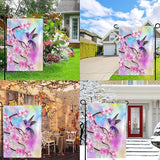 Spring Hummingbird Garden Flags 12x18 Double Sided, Small Cherry Blossoms Yard Flag for Farmhouse Front Porch Lawn Outdoor Holiday Decor