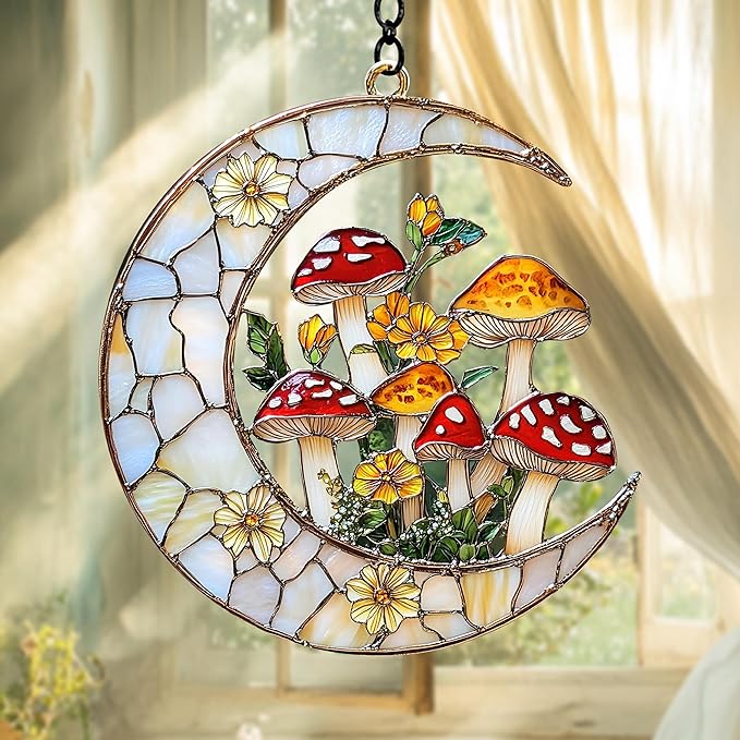 Mushrooms Acrylic Suncatcher Mushroom & Sun Catchers Indoor Windown Suncatchers for Windows Hanging Christmas Suncatchers Window Decor Outdoor