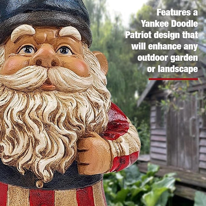 Better Office Products Garden Gnome Statue, 12" Height, Handcrafted Waterproof, UV-Resistant Polyresin Lawn Patio Porch Ornament Decoration (Yankee Doodle Patriot)