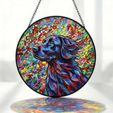 Stained Glass Dog Memorial Suncatcher,Labrador Window Hanging,Sympathy Gifts for Pet Loss,7.9 inch/20 cm Home and Garden Decor for Dog Lovers