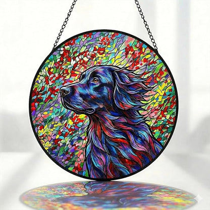 Stained Glass Dog Memorial Suncatcher,Labrador Window Hanging,Sympathy Gifts for Pet Loss,7.9 inch/20 cm Home and Garden Decor for Dog Lovers