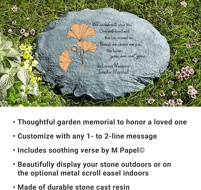 Let's Make Memories Personalized Sympathy Garden Stone - Always with Us - Condolence & Memorial Gift - Customize with Message -11" Lx6 Wx3 D