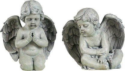 Roman Josephs Studio Inspirational Sitting Cherubs Outdoor Garden Statue, 9.5-Inch - 2 Statues
