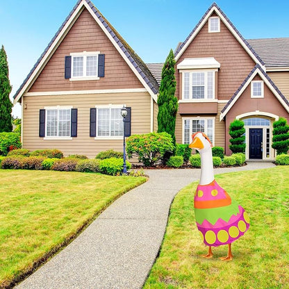 FuWeave Easter Bunny Goose Outfit Easter Egg Porch Goose Costume for Cement Plastic Geese Statue Spring Outdoor Garden Yard Patio Decoration(Bright,17 Inches,Egg)