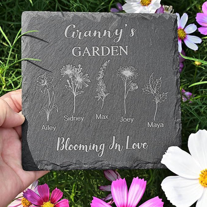 Personalized Garden Stone, Custom Birth Month Flower, Mothers Day Presents, Granny Gifts, Gifts for Mom