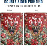 Christmas German Shepherd Garden Flag Merry Christmas Dog Yard Flag for Outside Xmas Flags 12x18 Double Sided Red Poinsettia Garden Flags Winter Porch Decorations Outdoor