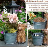 Highland Cow Statues Outdoor Solar Sculptures with Solar Lights and Flowerpot Funny Garden Decor Animal Figurines Resin Outdoor Statues for Patio Yard Lawn Balcony Grandma Mom Gifts