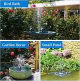 AISITIN 3.5W Solar Bird Bath Fountain with Built-in 1800mAh Battery, Solar Water Pump with 8 Nozzles, Solar Powered Fountain for Garden, Birdbath, Pond, and Outdoor Decor
