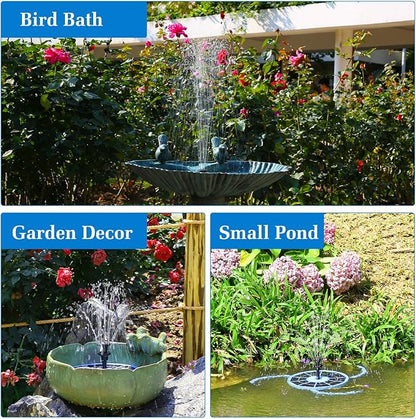 AISITIN 3.5W Solar Bird Bath Fountain with Built-in 1800mAh Battery, Solar Water Pump with 8 Nozzles, Solar Powered Fountain for Garden, Birdbath, Pond, and Outdoor Decor