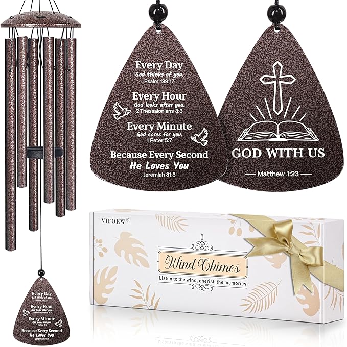 Christian Gifts for Women Men, 32" Wind Chimes with Bible Verse, Religious Gifts for Mothers Day Christmas Birthday, Inspirational Spiritual Gift for Mom Woman Man Pastor Sister Baptism, Home Decor