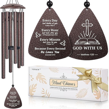 Christian Gifts for Women Men, 32" Wind Chimes with Bible Verse, Religious Gifts for Mothers Day Christmas Birthday, Inspirational Spiritual Gift for Mom Woman Man Pastor Sister Baptism, Home Decor